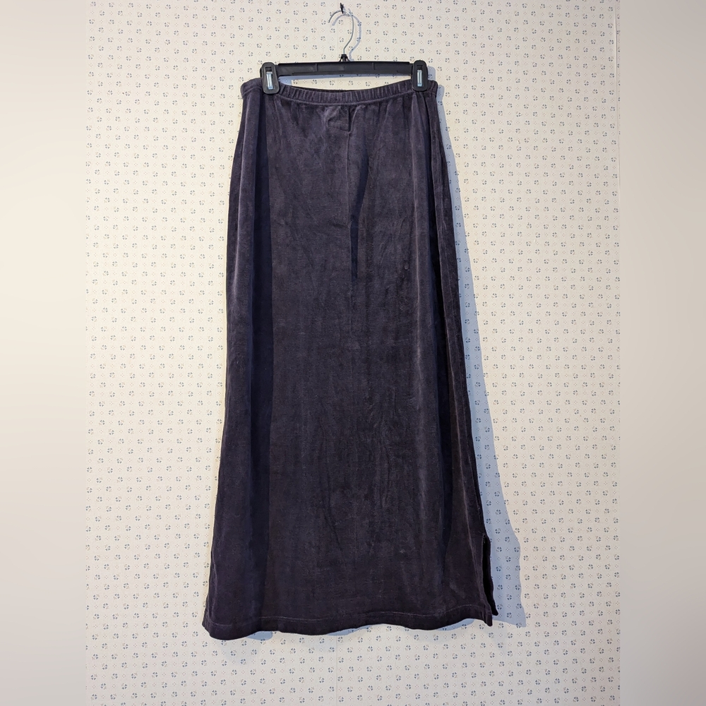 💜 Medium Velvet Skirt Deep Purple Elastic Waist Denmark Cotton